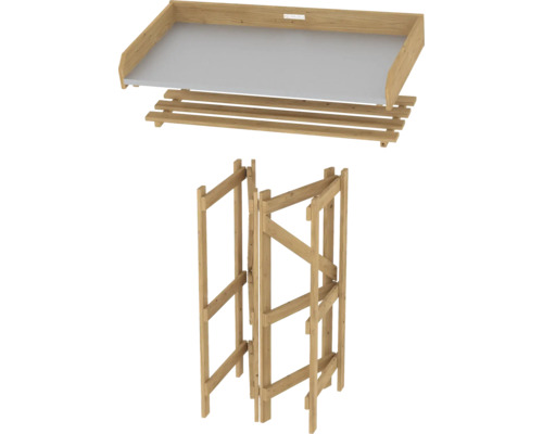 Houten aankleedtafel met onderstel