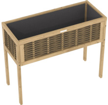 Houten plantenbak met gevlochten look