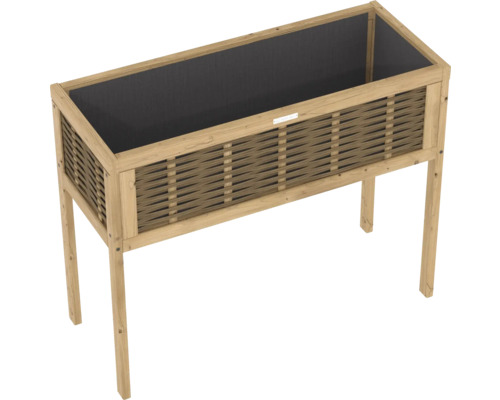 Houten plantenbak met gevlochten look