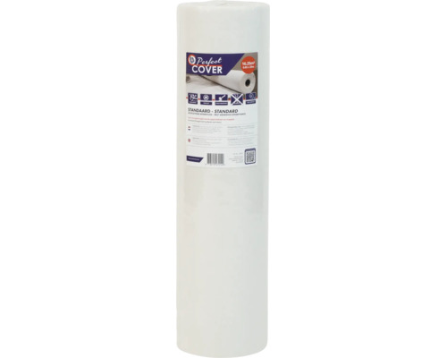 Een rol zelfklevend afdekvlies van Perfect Cover met een oppervlakte van 16,25 vierkante meter voor het beschermen van harde vloeren en trappen.