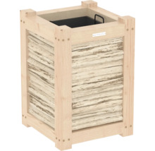 Houten plantenbak met schorsdecoratie