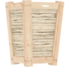 Houten plantenbak met boomschorsvulling