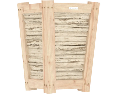 Houten plantenbak met boomschorsvulling