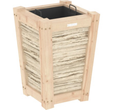 Houten bloembak met inzetstuk en handgrepen