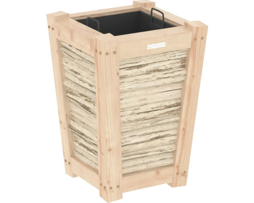 Houten bloembak met inzetstuk en handgrepen