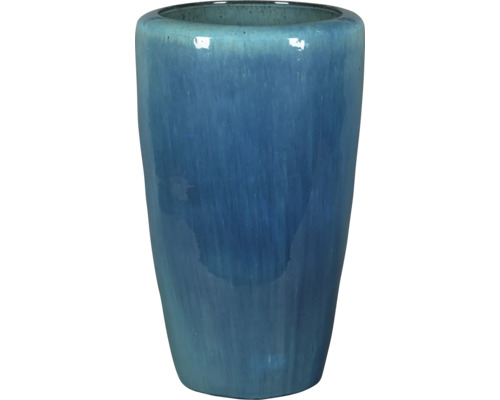 Blauwe keramische bloempot