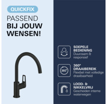 Keukenkraan met hoge uitloop en 360 graden draaicirkel