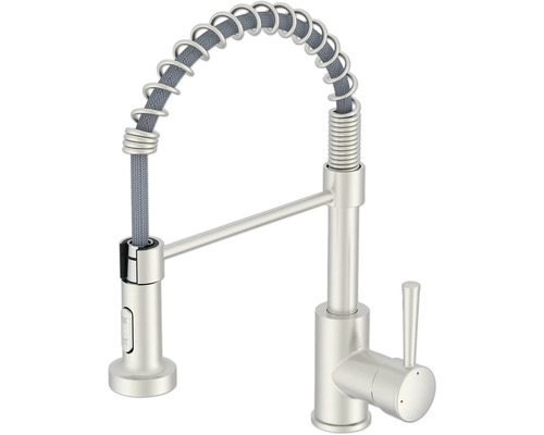 Keukenkraan met spiraalveer en uittrekbare sproeikop
