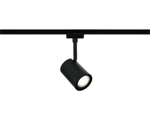 Zwarte LED-spot op een stroomrail