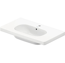 Wastafel van keramiek met kraangat en overloop