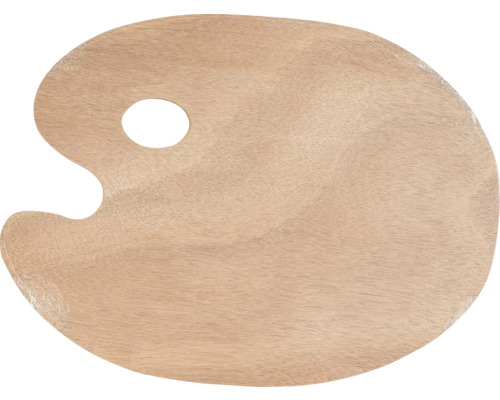 Houten palet met duimgat voor kunstenaarsbenodigdheden