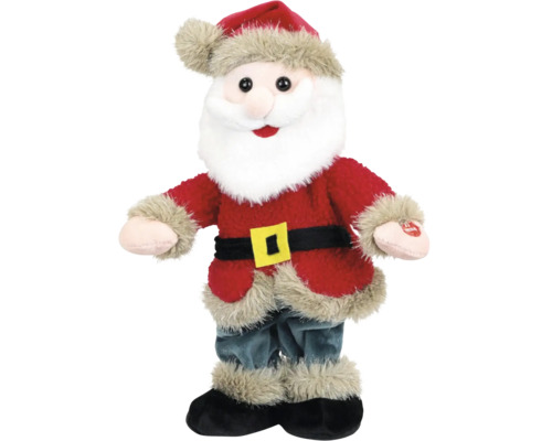 Kerstmanfiguur met rode jas, witte baard en zwarte riem