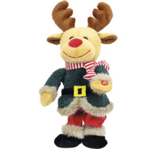 Pluche rendierfiguur met sjaal en kerstkostuum