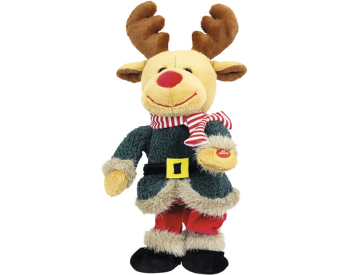 Pluche rendierfiguur met sjaal en kerstkostuum