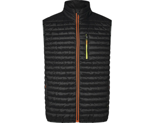 Zwart doorgestikt herenbodywarmer met volledige rits