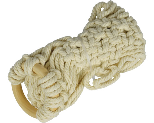 Macramé plantenhanger van katoen met houten ring