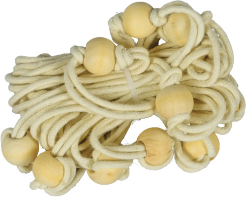 Rol van jutetouw met houten kralen