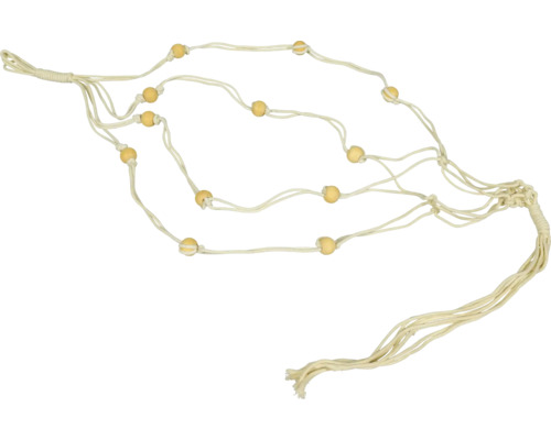 Plantenhanger van katoen met houten kralen