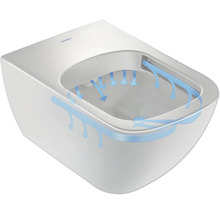 Wandcloset met diepspoeling en watergeleidingssysteem