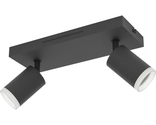 EGLO CROSSLINK.Z LED Opbouwspot Melitello zwart CCT RGBW 2-lichts Zwarte plafondlamp met twee spots