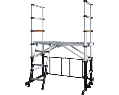 Aluminium rolsteiger met ladder en veiligheidsreling