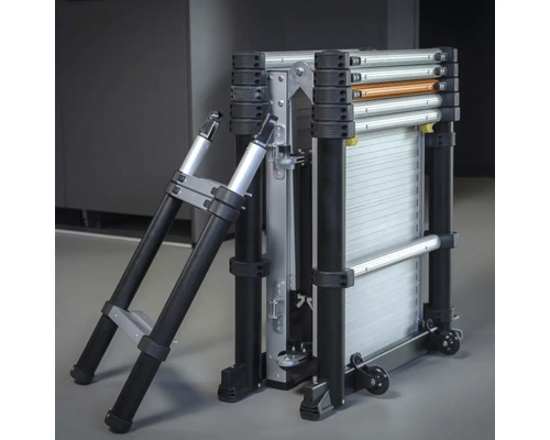 Ingeklapte multifunctionele aluminium ladder met wielen