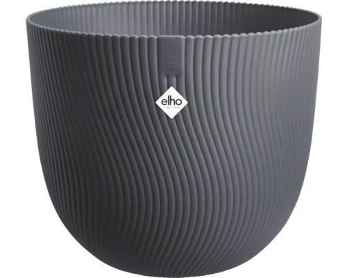 Decoratieve plantenpot met verticaal ribbelpatroon en Elho logo