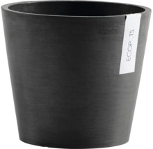 Ronde Ecopots bloempot van gerecycled kunststof in zwart.