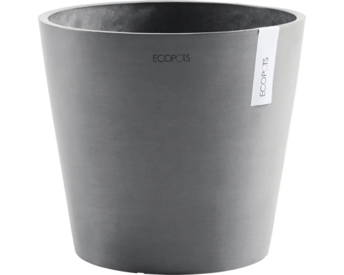 Ronde ECOPOTS bloempot van gerecycled kunststof in de kleur antraciet.