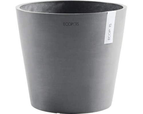Grijze Ecopots bloempot Amsterdam van gerecycled kunststof, rond en vorstbestendig.