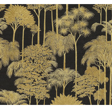 Behang met gouden palmen- en boommotieven