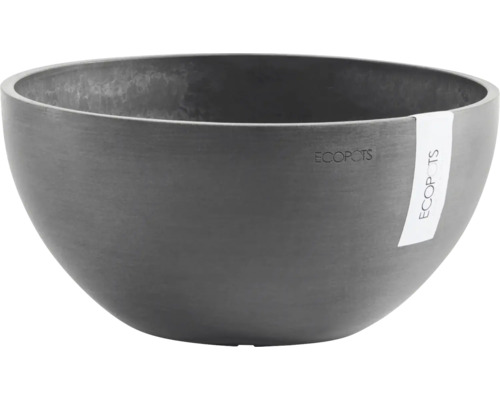 Ecopots ronde plantenschaal van gerecycled kunststof in antraciet met een matte steenlook.