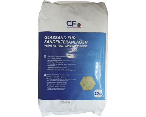 Zak glassand voor zandfilterinstallaties, korrelgrootte 0,4 tot 1,0 mm, 20 kg