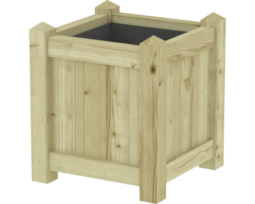 Vierkante houten plantenbak voor de tuin