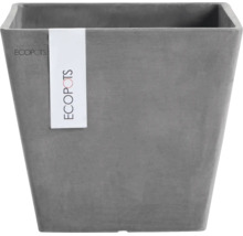 Rechthoekige plantenbak van ECOPOTS gemaakt van gerecycled kunststof met een grijze textuur.