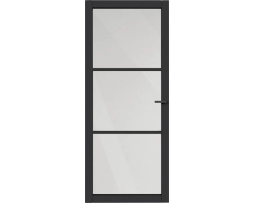 Moderne deur met drie glazen panelen en handgreep