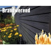 Brandwerende gevelbekleding met houtstructuur naast bloemen