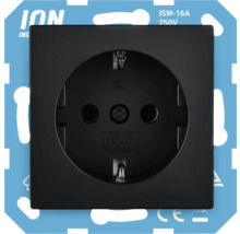 Zwart ION stopcontact met randaarde, 16 ampère, 250 volt