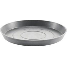 Ronde schotel voor plantenbak van antracietkleurig kunststof.