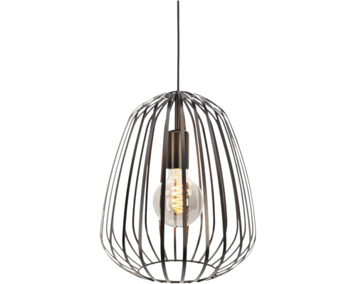 Hanglamp met metalen kooi en gloeilamp