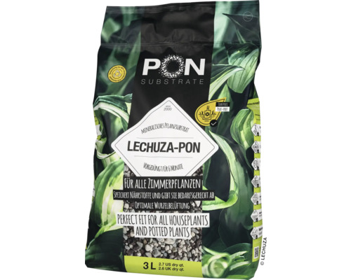 LECHUZA-PON plantensubstraat in zak van 3 liter voor kamerplanten