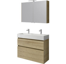 Wastafelcombinatie met spiegelkast en twee lades