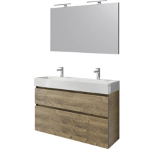 Wastafelcombinatie met twee laden, wastafel, spiegel en verlichting