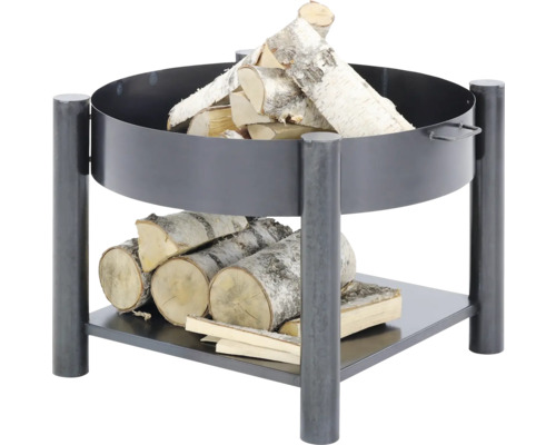 Metalen houtopslagrek met brandhout