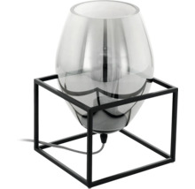 Tafellamp met glazen lampenkap en metalen frame