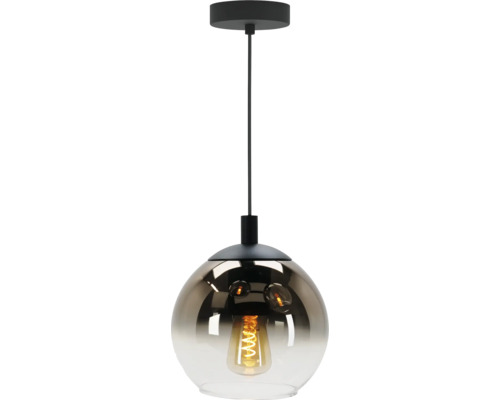 Hanglamp met transparante glazen kap en retro gloeilamp