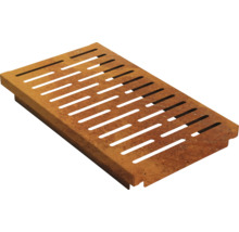 Roestvrij straatkolkrooster met roestlook