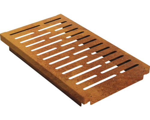 Roestvrij straatkolkrooster met roestlook