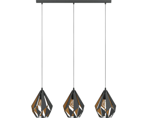 Hanglamp met drie lampen en geometrische kappen