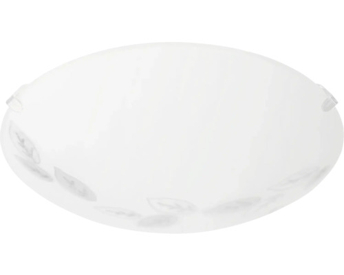 Witte glazen plafondlamp met bladmotief